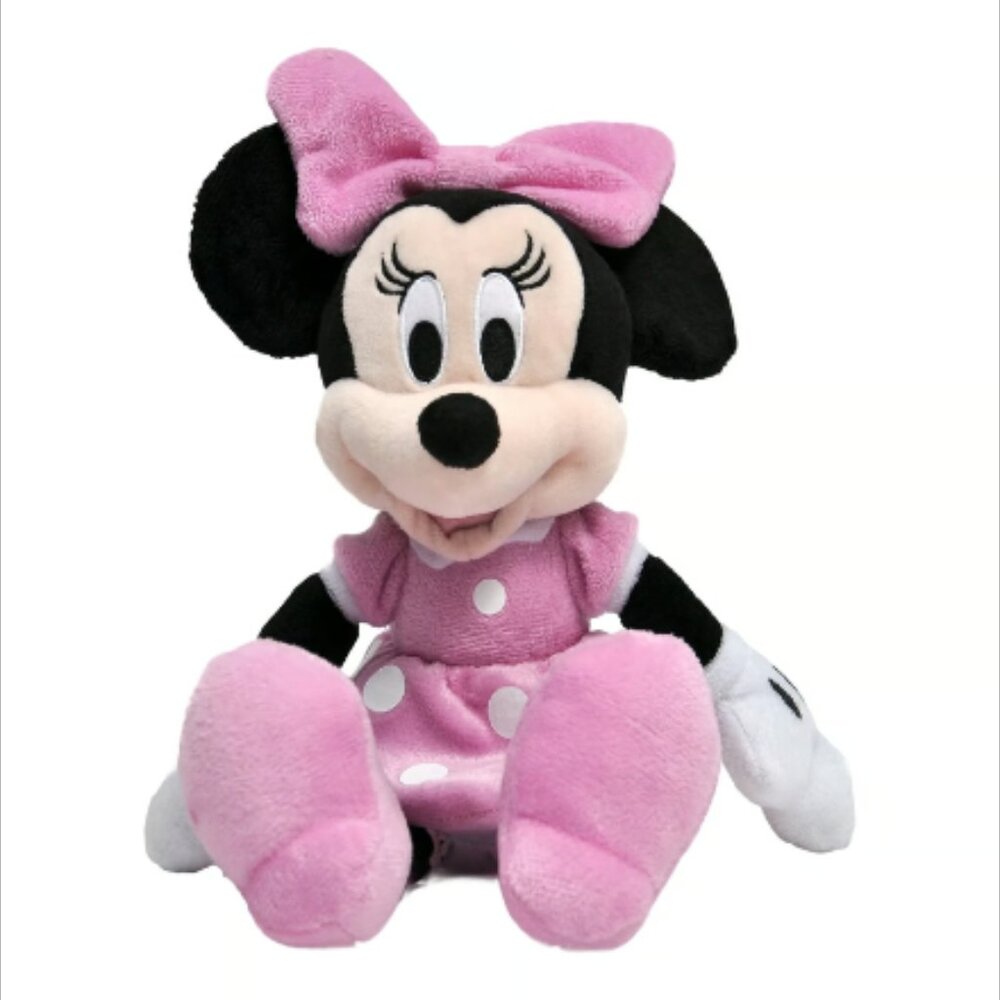 Disney Minnie Mouse Plush Doll 11 Inches Pink Posing Styling Polka Dots Dress